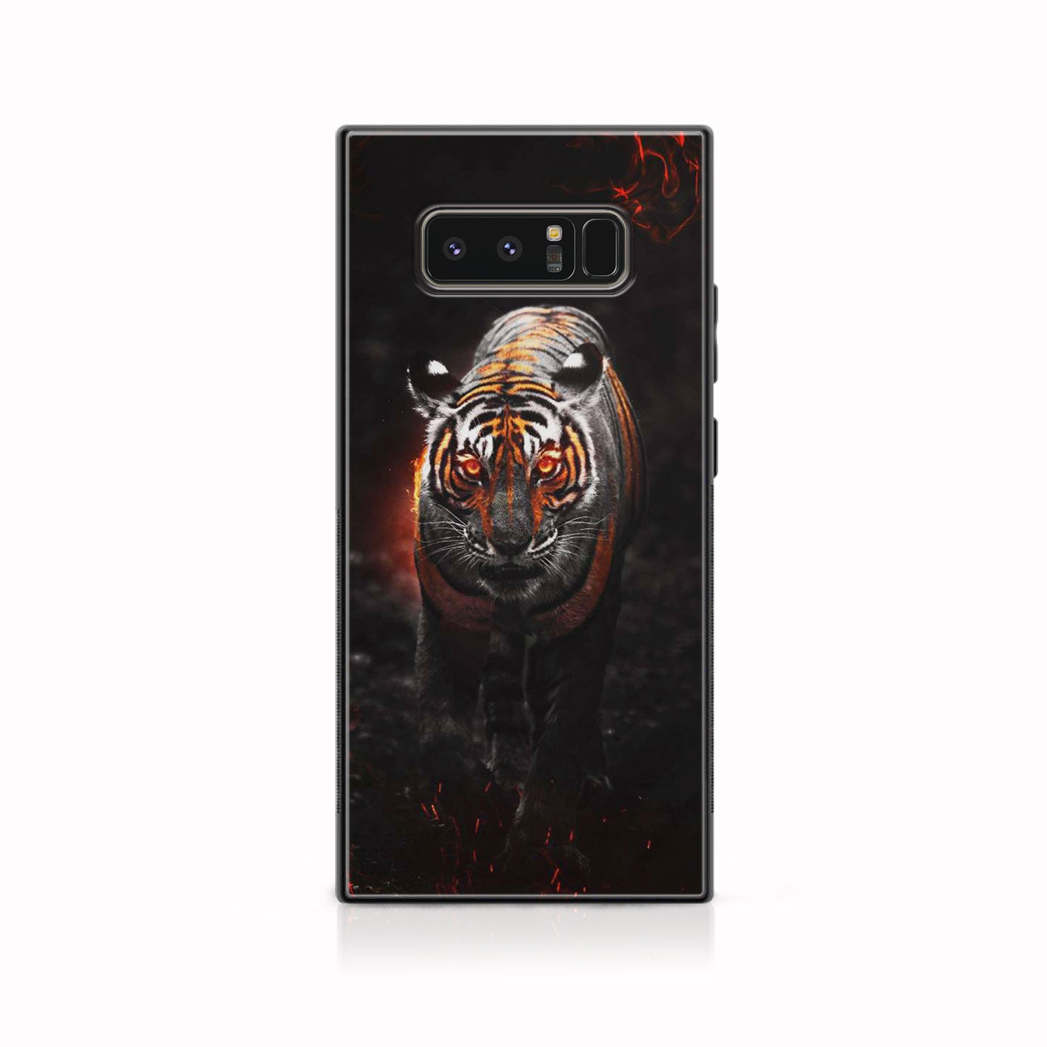 Galaxy Note 8 Tiger Art  Series Premium Printed Glass soft Bumper shock Proof Case