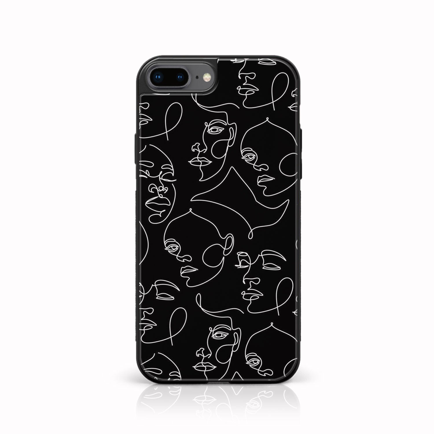 iPhone 7Plus  - Girl Line Art Series - Premium Printed Glass soft Bumper shock Proof Case