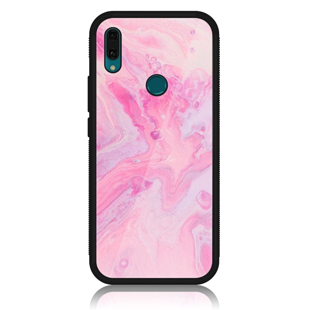 Huawei Y9 (2019) - Pink Marble Series - Premium Printed Glass soft Bumper shock Proof Case