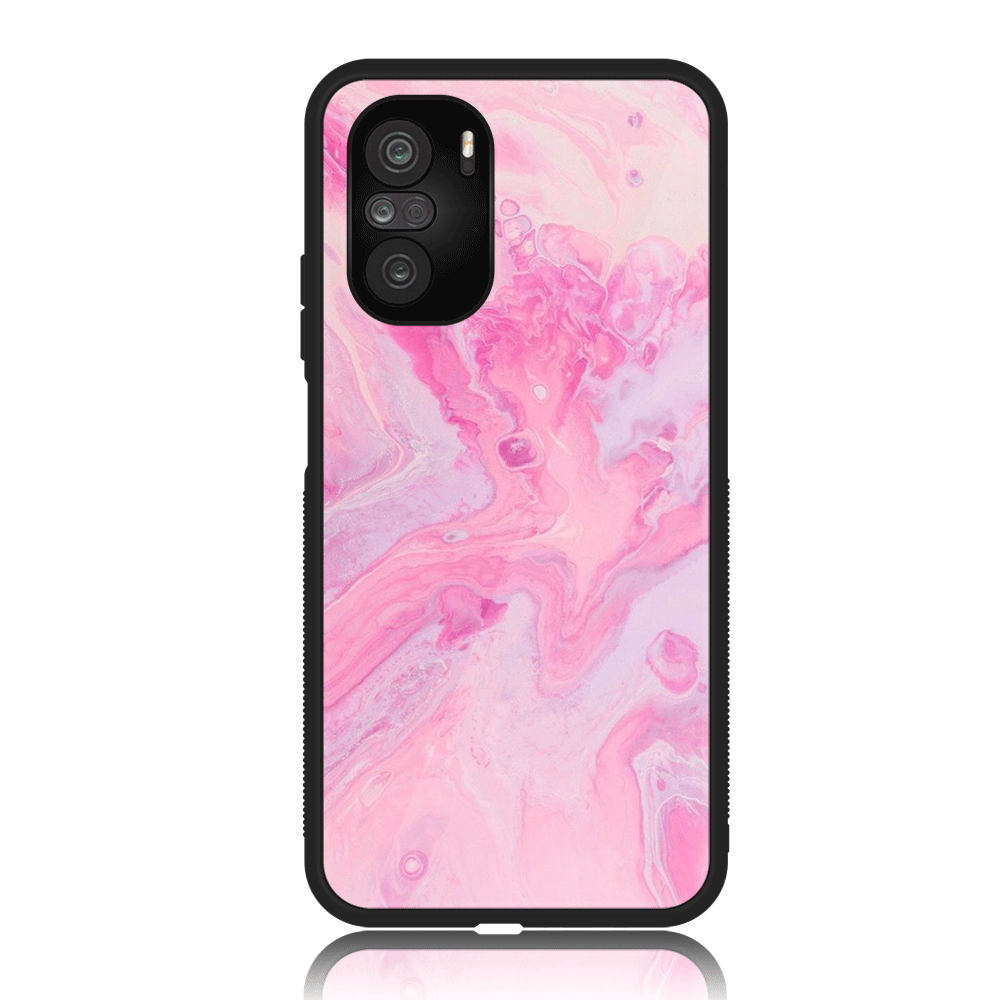 Xiaomi Poco F3 - Pink marble Series - Premium Printed Glass soft Bumper shock Proof Case
