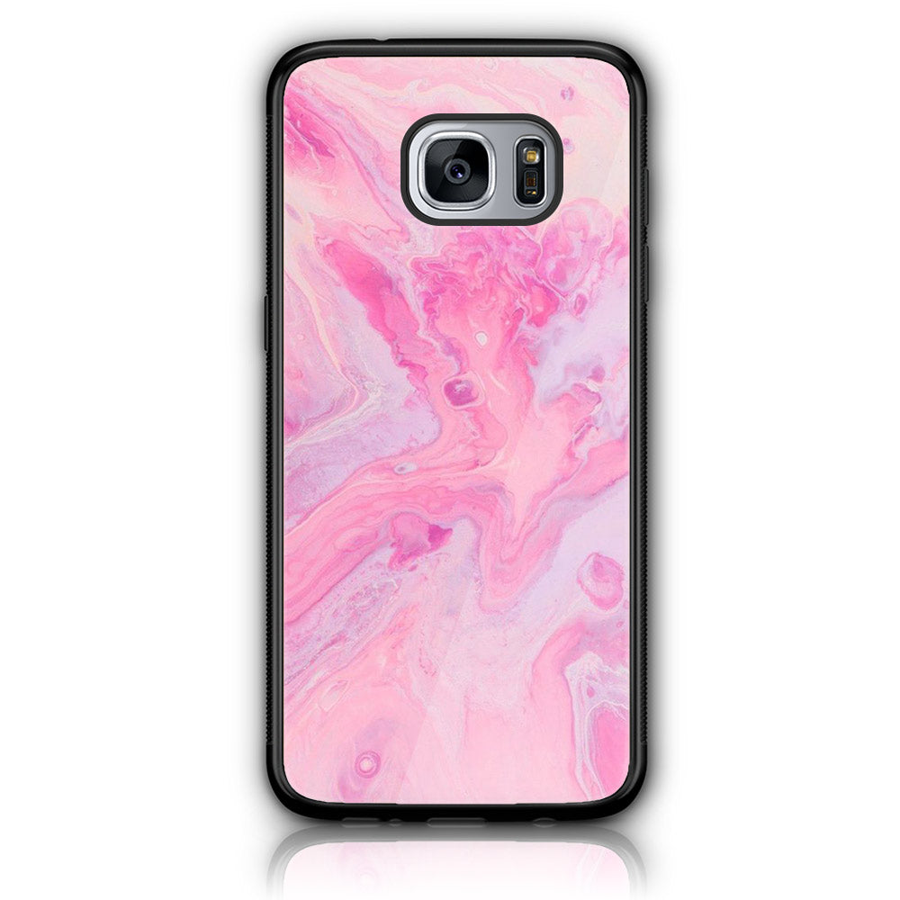 Samsung Galaxy S7 Edge - Pink Marble Series - Premium Printed Glass soft Bumper shock Proof Case