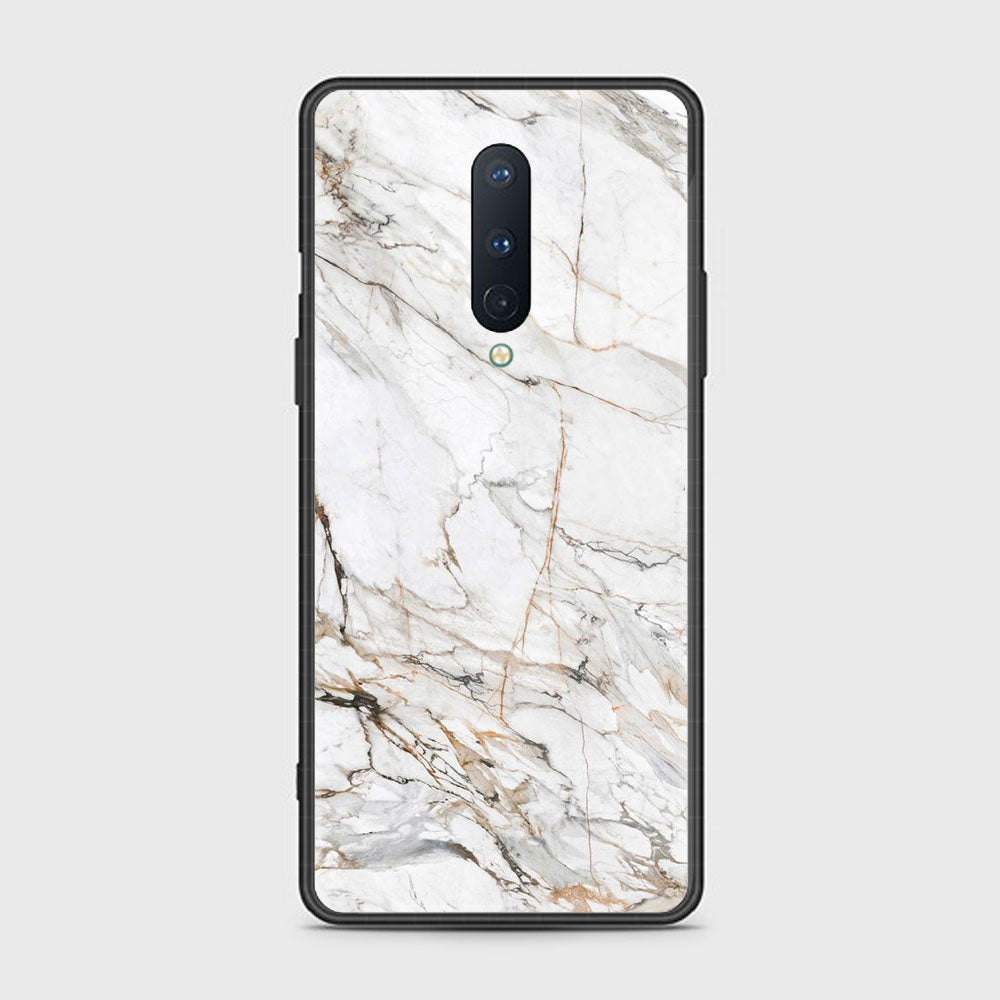 OnePlus 8- White Marble Series - Premium Printed Glass soft Bumper shock Proof Case