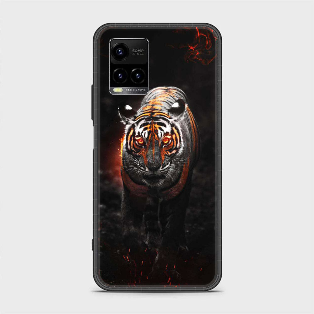 Vivo Y33s - Tiger Series - Premium Printed Glass soft Bumper shock Proof Case