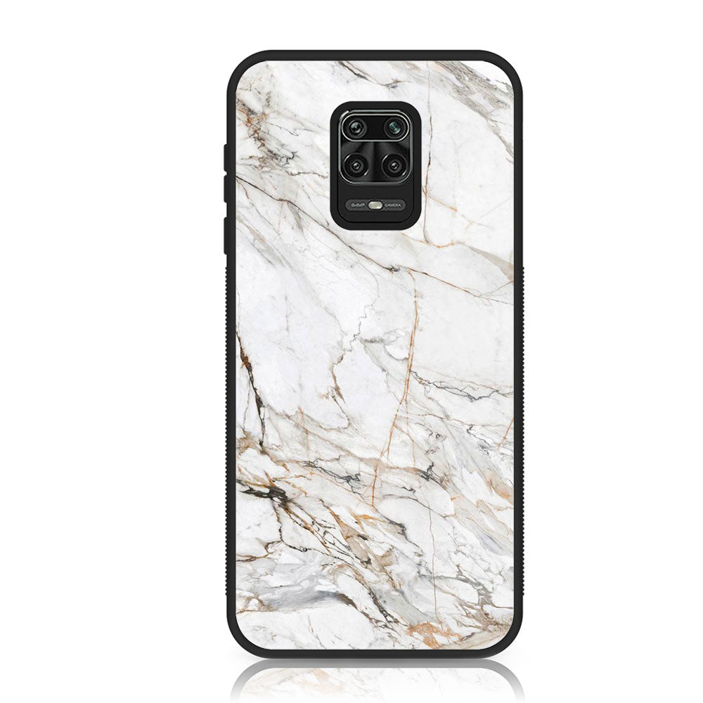 Xiaomi Redmi Note 9S - White Marble Series - Premium Printed Glass soft Bumper shock Proof Case