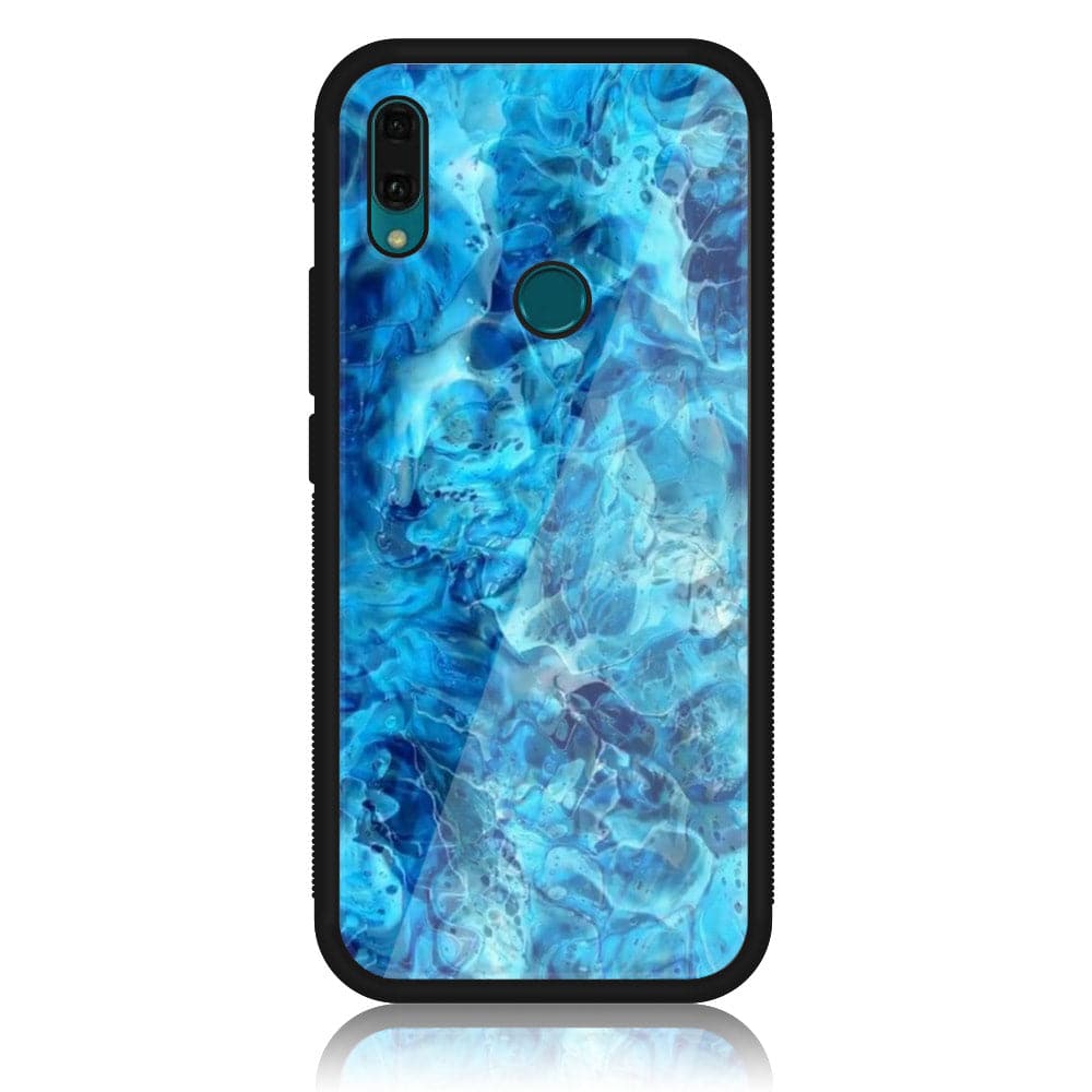 Huawei Y9 (2019) - Blue Marble Series - Premium Printed Glass soft Bumper shock Proof Case