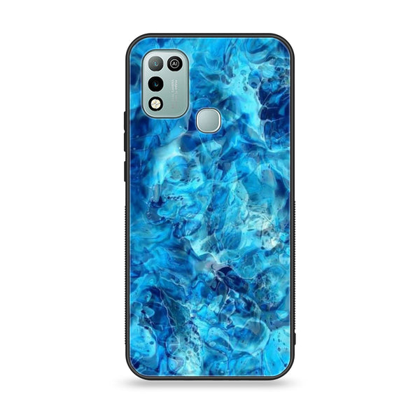 Infinix Hot 11 Play - Blue Marble Design 6 - Premium Printed Glass soft Bumper shock Proof Case CS-18704