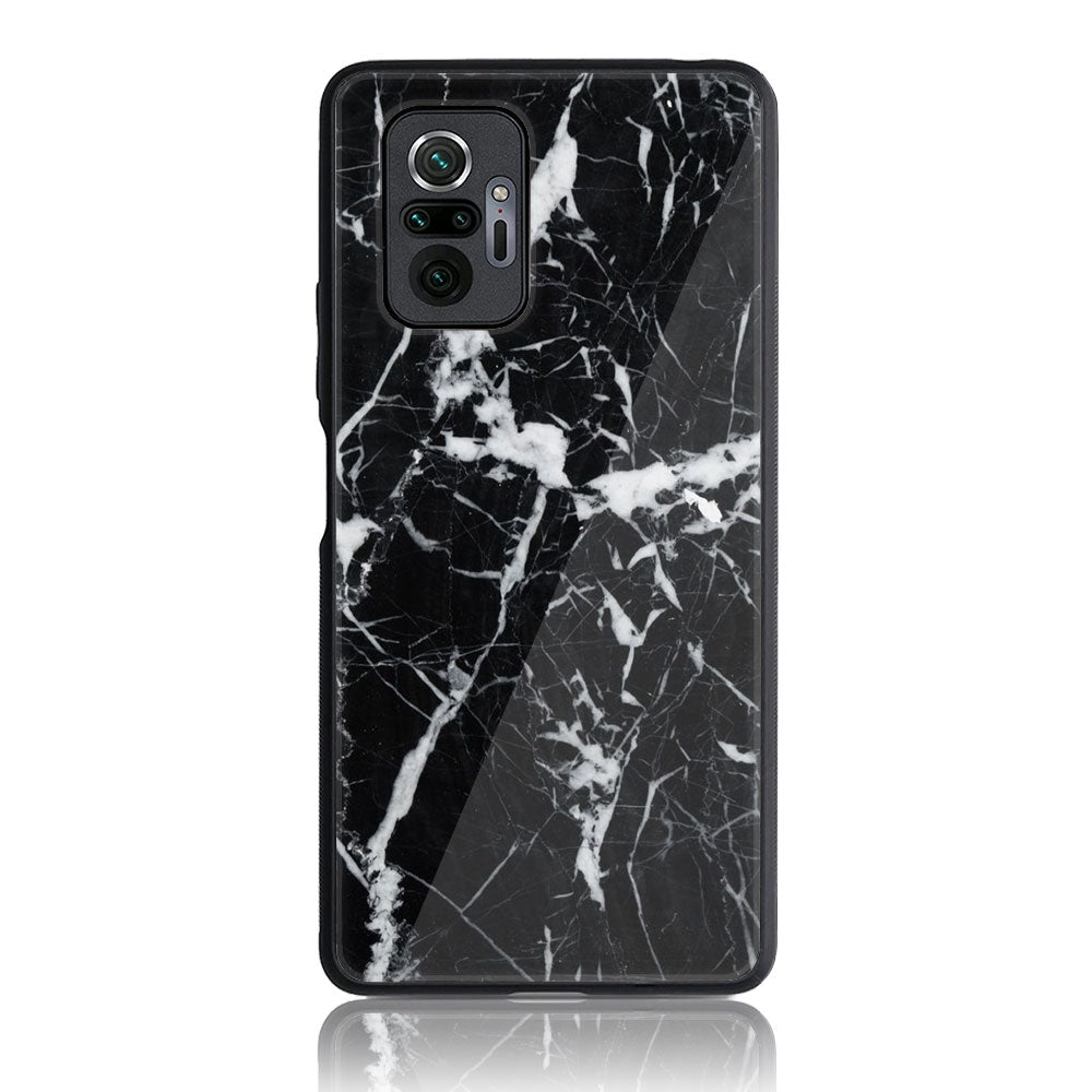Xiaomi Redmi Note 10 Pro - Black Marble Series - Premium Printed Glass soft Bumper shock Proof Case