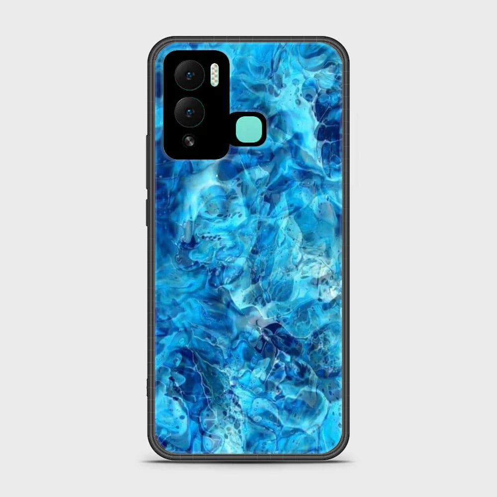 Infinix Hot 12 Play - Blue Marble Series - Premium Printed Glass soft Bumper shock Proof Case