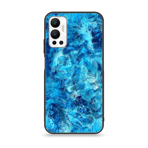 Infinix Hot 12 - Blue Marble Design 6 - Premium Printed Glass soft Bumper shock Proof Case CS-17291