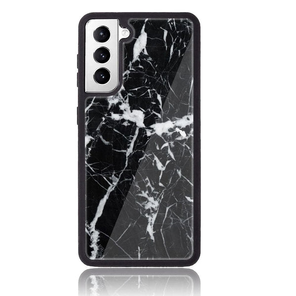 Galaxy S21 Plus - Black Marble Design 6  - Premium Metal Printed soft Bumper shock Proof Case  CS-35222