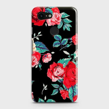 Google Pixel 3 - Luxury Vintage Red Flowers Printed Hard Case with Life Time Colors Guarantee
