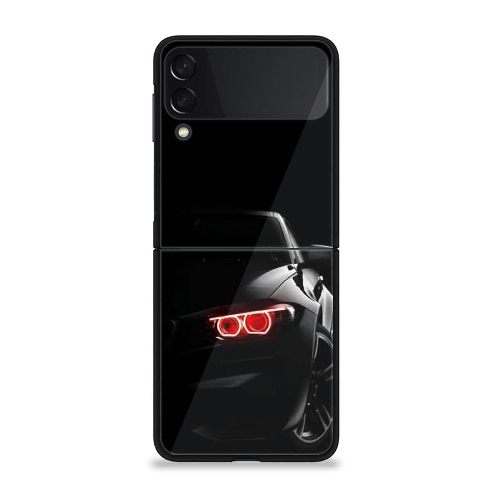 Galaxy Z Flip 3 - Black Art Series - Premium Printed Glass soft Bumper shock Proof Case