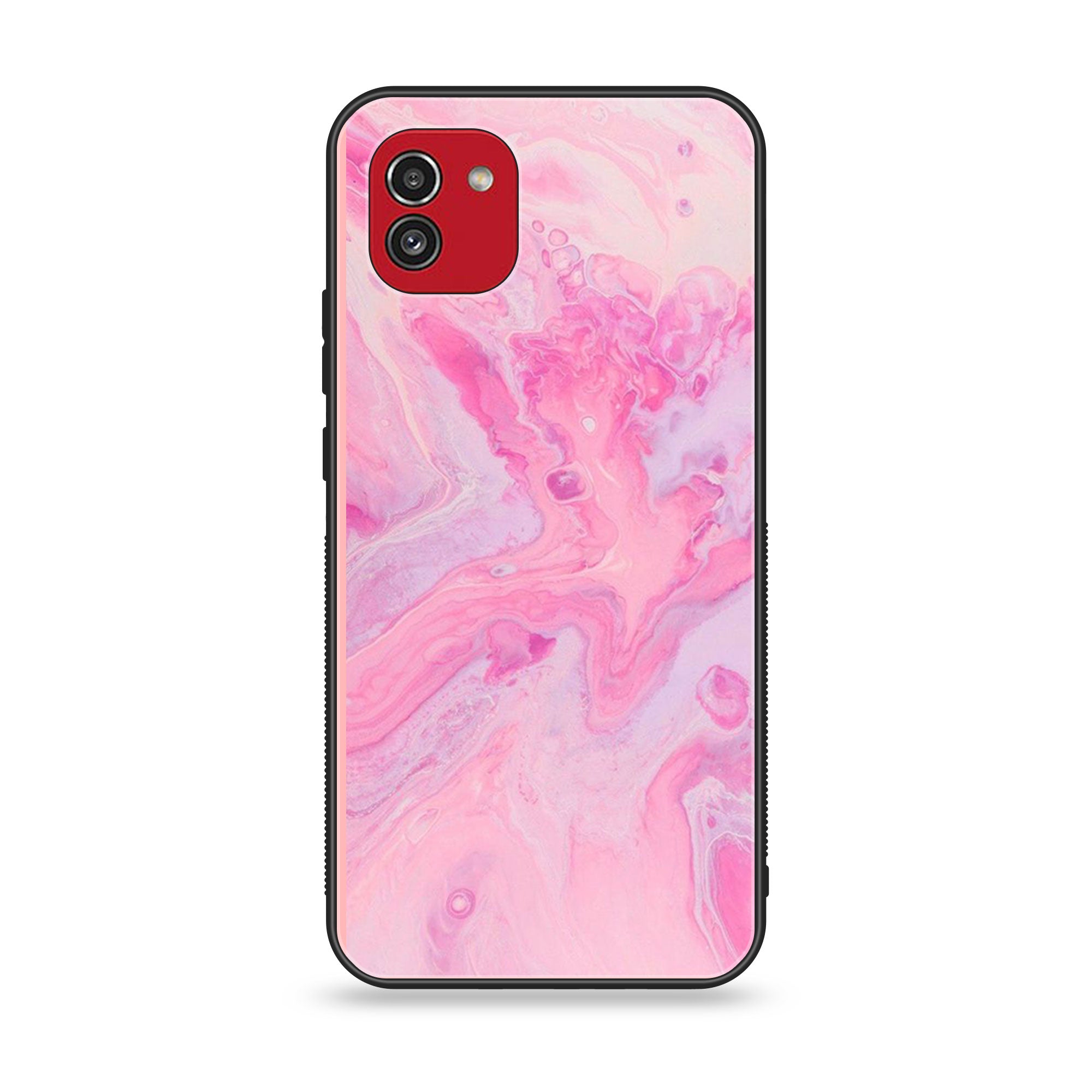 Samsung Galaxy A03 - Pink Marble Series - Premium Printed Glass soft Bumper shock Proof Case