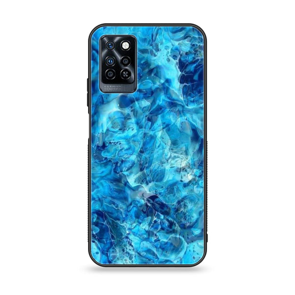 Infinix Note 10 Pro Blue Marble Series Design 6 Premium Printed Glass soft Bumper shock Proof Case  CS-21738