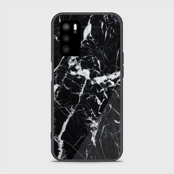 OPPO A16 - Black Marble Design 6- Premium Printed Glass soft Bumper shock Proof Case CS-11932