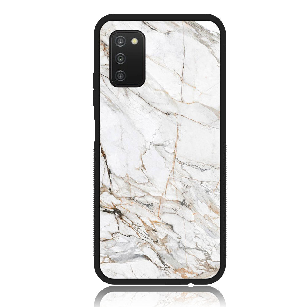 Samsung Galaxy A02s - White Marble Series - Premium Printed Glass soft Bumper shock Proof Case