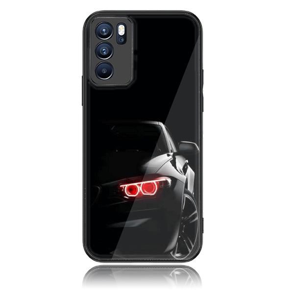 Oppo Reno 6 Black Art Design 6 Premium Printed Glass soft Bumper shock Proof Case CS-13890 CS-15021 CS-15251 CS-24932