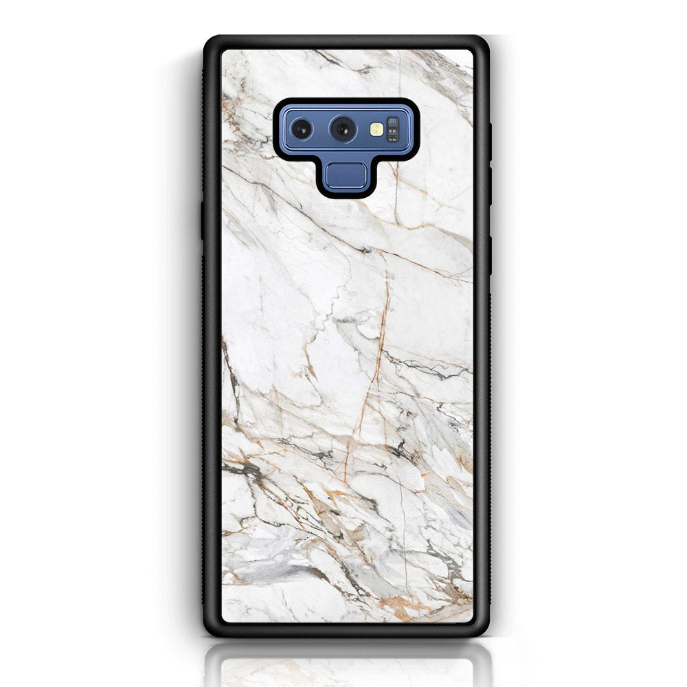 Samsung Galaxy Note 9 - White Marble Series - Premium Printed Glass soft Bumper shock Proof Case