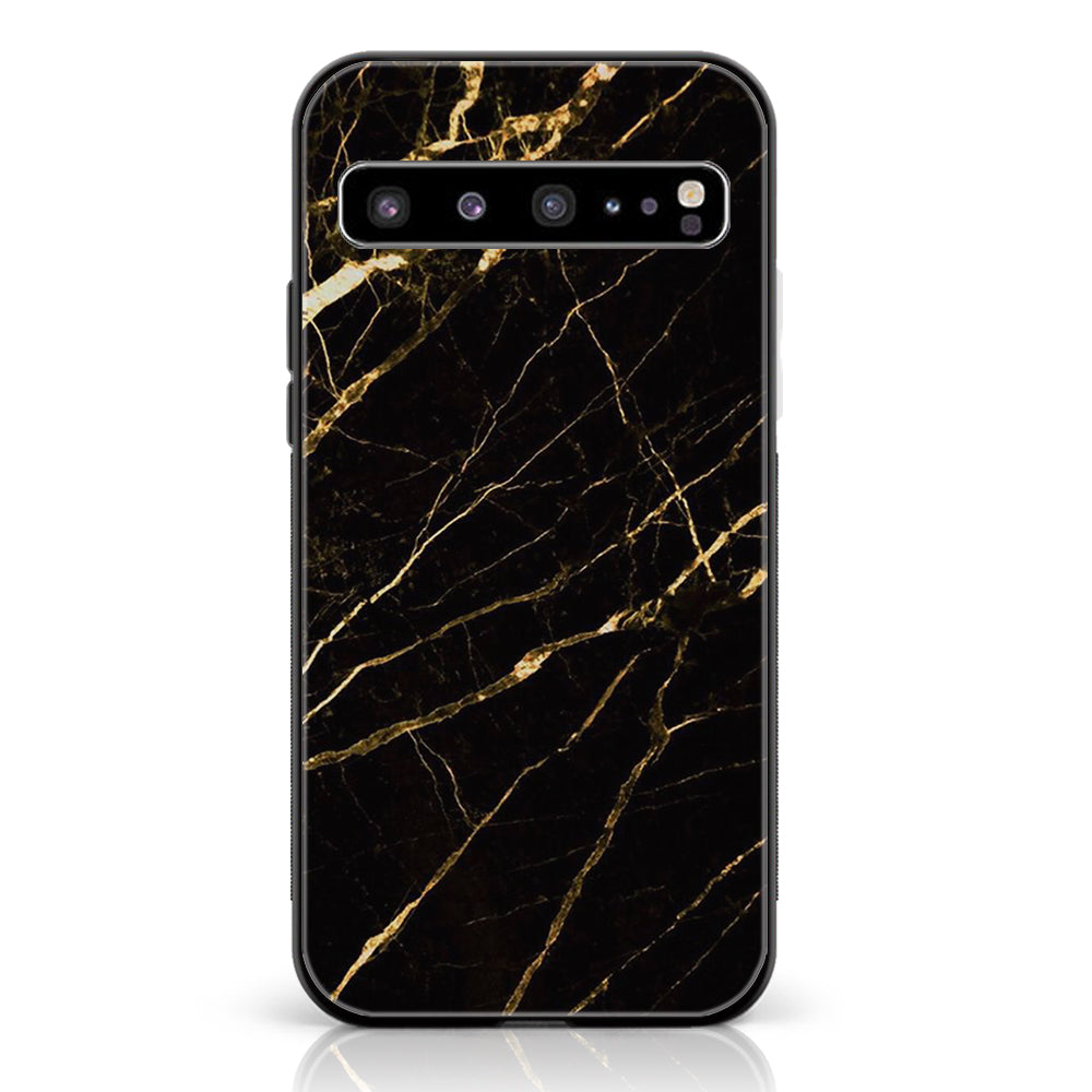 Samsung Galaxy S10 5G - Black Marble Series - Premium Printed Glass soft Bumper shock Proof Case