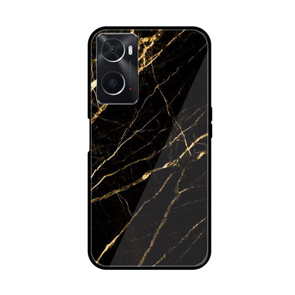 Oppo A76 OPPO A36/ Oppo A96  Black Marble Design 7  Premium Printed Glass soft Bumper shock Proof Case CS-28510