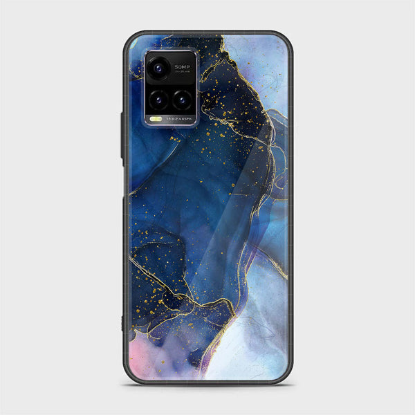 Vivo Y21 Blue Marble Series Design 7  Premium Printed Glass soft Bumper shock Proof Case  CS-19465