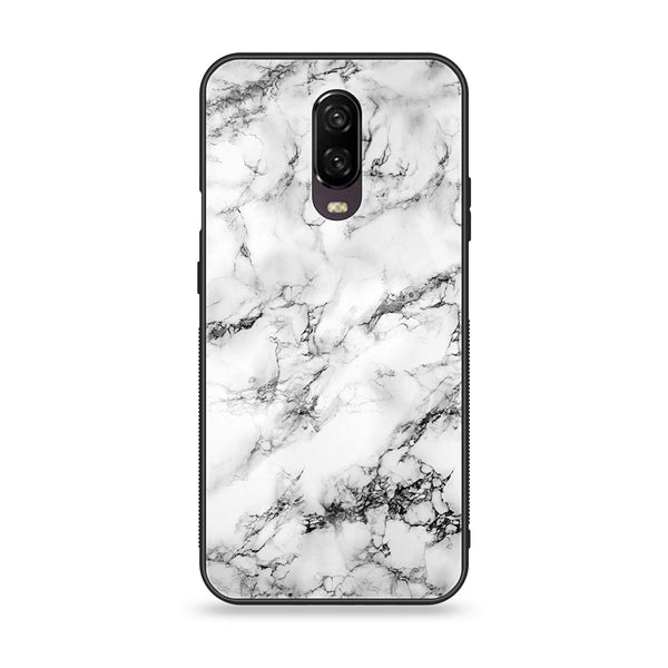 OnePlus 6T - White  Marble Design 7- Premium Printed Glass soft Bumper shock Proof Case CS-10664