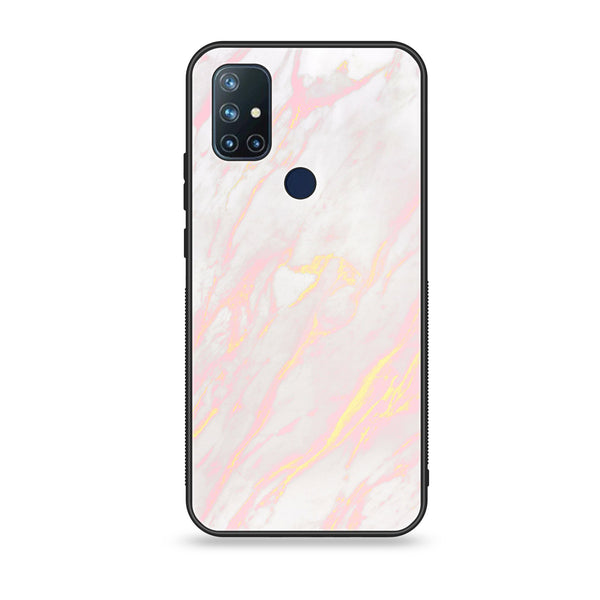 OnePlus Nord N10- Pink Marble Design 7 - Premium Printed Glass soft Bumper shock Proof Case CS-18759