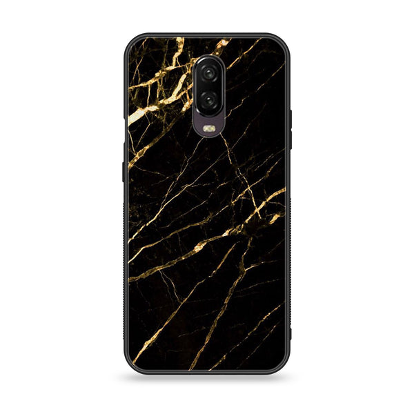 OnePlus 6T - Black Marble Design 7- Premium Printed Glass soft Bumper shock Proof Case CS-10671