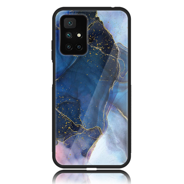 Redmi 10 - Blue Marble Design 7 - Premium Printed Glass soft Bumper shock Proof Case CS-9744