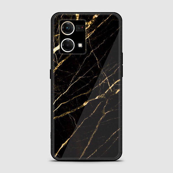 Oppo F21 Pro 4G Black Marble Series Design 7 Premium Printed Glass soft Bumper shock Proof Case CS-18942