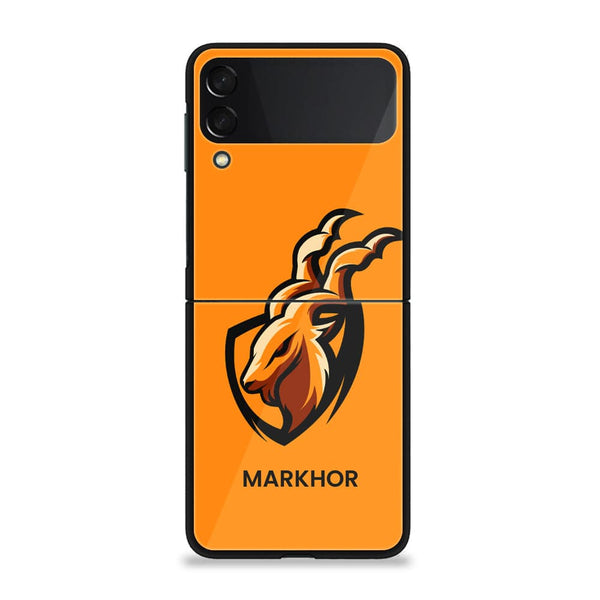 Galaxy Z Flip 3 - Markhor Design 7- Premium Printed Glass soft Bumper shock Proof Case CS-28525