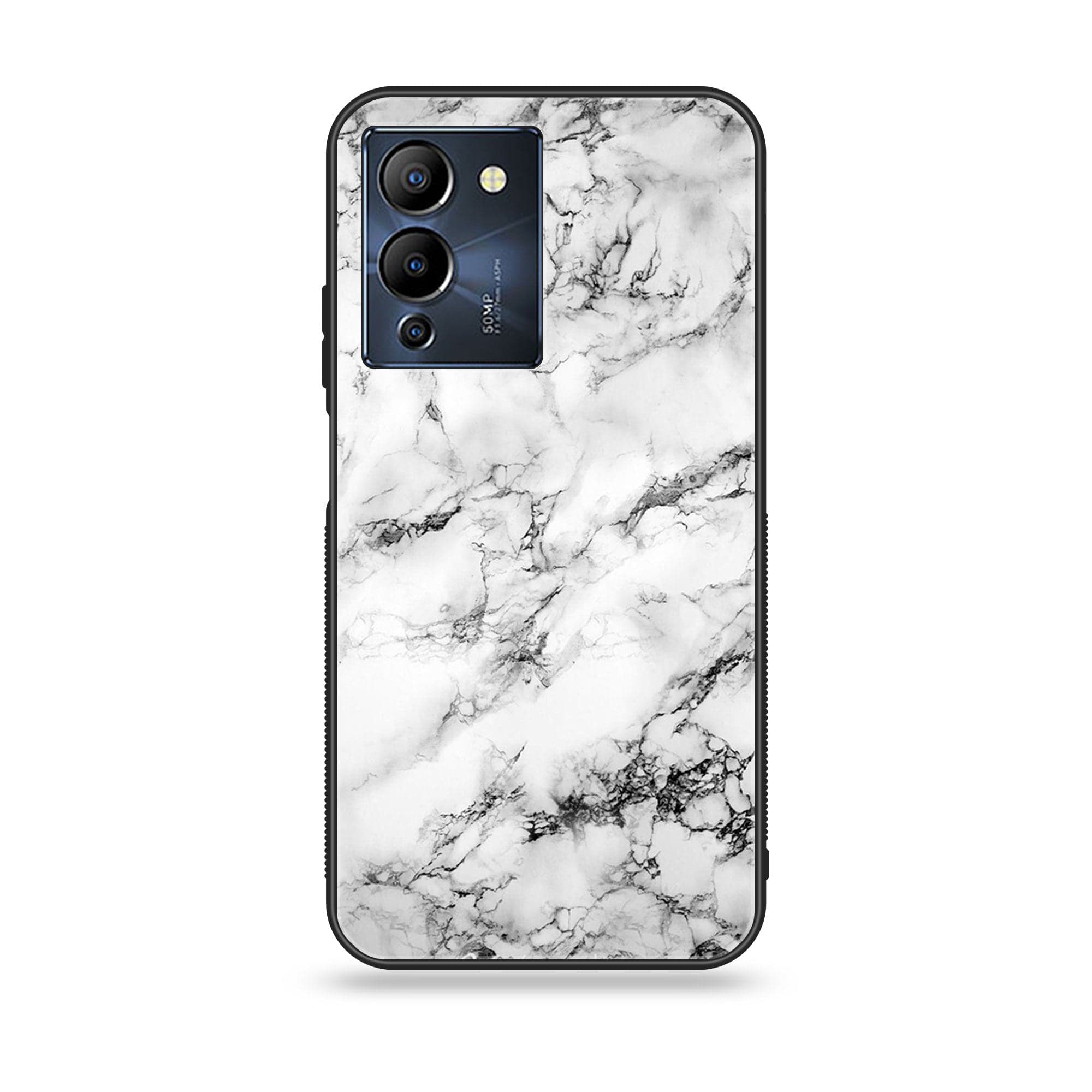Infinix Note 12 G96 White Marble Series Premium Printed Glass soft Bumper shock Proof Case