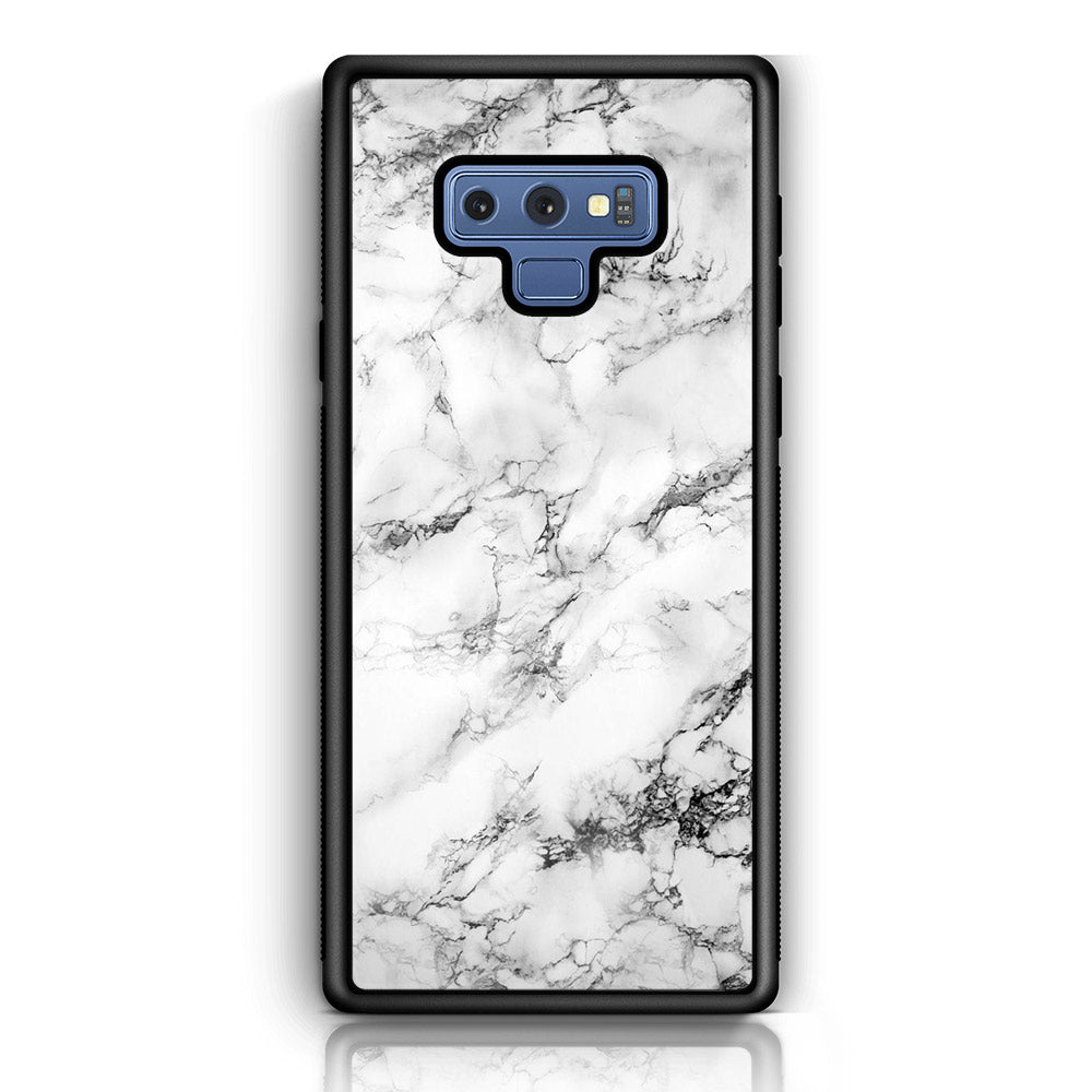 Samsung Galaxy Note 9 - White Marble Series - Premium Printed Glass soft Bumper shock Proof Case