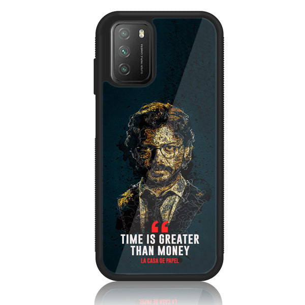 Xiaomi Poco M3 - Money Heist Design 7 - Premium Printed Glass soft Bumper shock Proof Case CS-20625