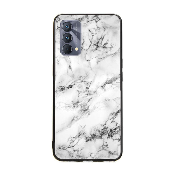 Realme GT Master Edition White Marble Design 7   Premium Printed Glass soft Bumper shock Proof Case CS-38742