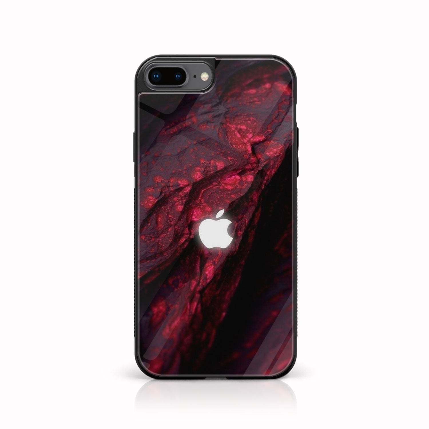 iPhone 8 Plus Apple Logo Series  Premium Printed Glass soft Bumper shock Proof Case