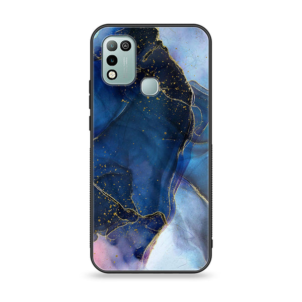 Infinix Hot 10 Play- Blue Marble Design 7 - Premium Printed Glass soft Bumper shock Proof Case CS-21396