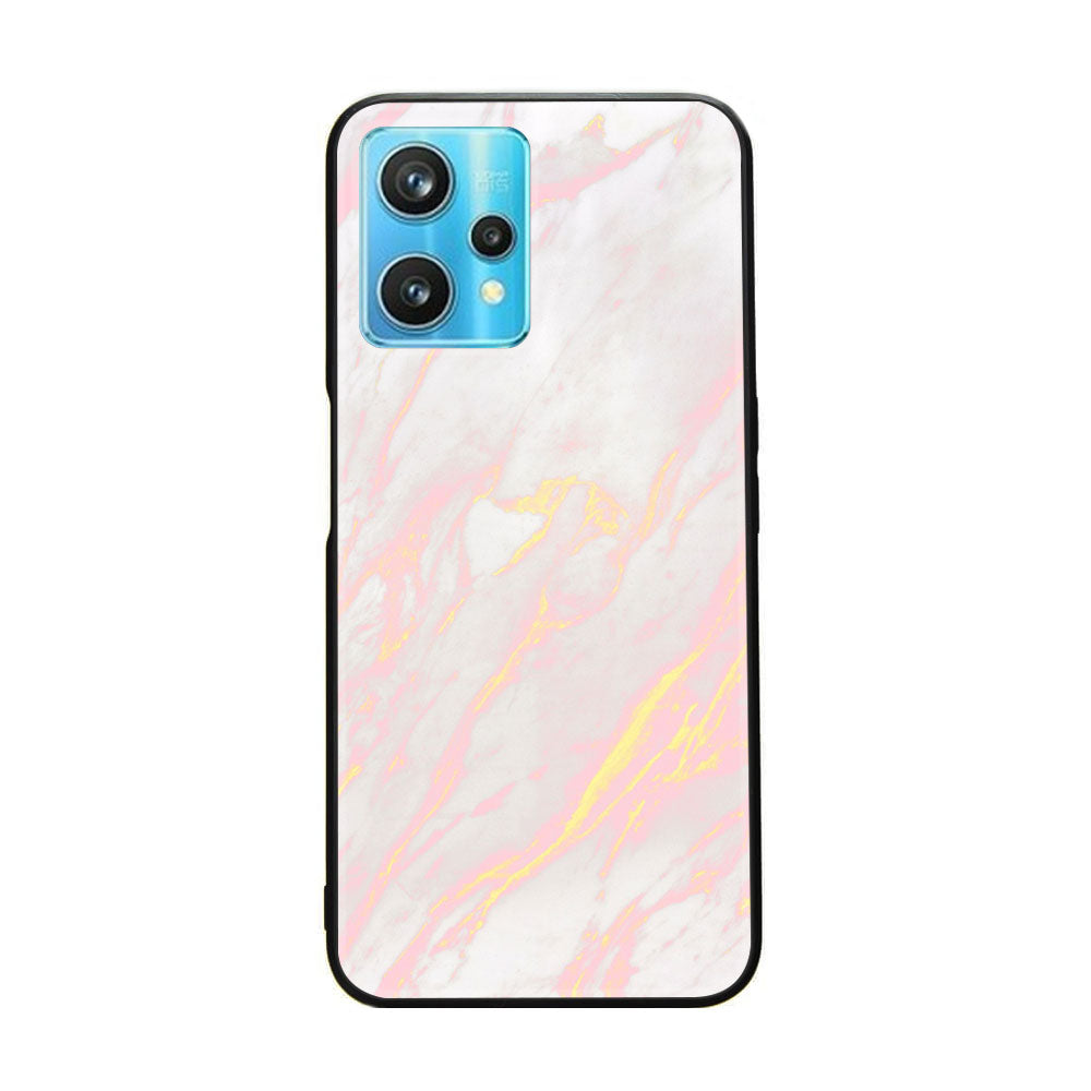 Realme 9 - Pink Marble Series - Premium Printed Glass soft Bumper shock Proof Case