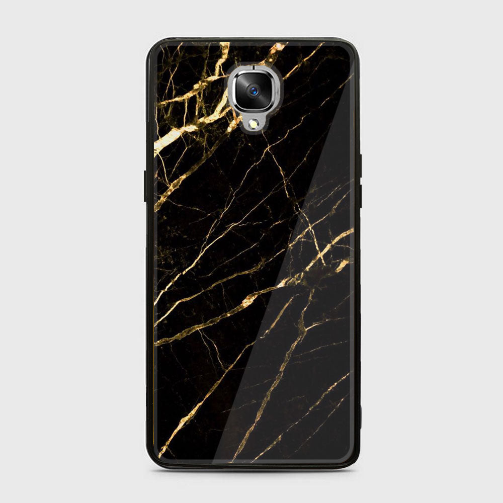OnePlus 3/3T- Black  Marble Series - Premium Printed Glass soft Bumper shock Proof Case
