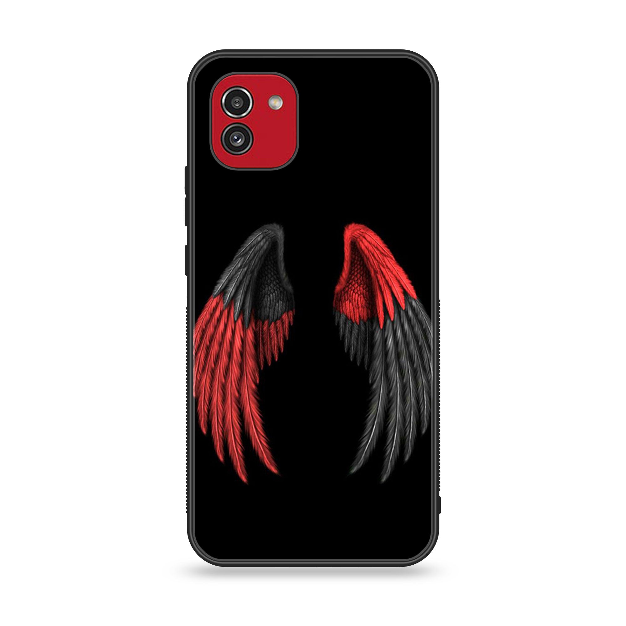 Samsung Galaxy A03 - Angel Wings Series - Premium Printed Glass soft Bumper shock Proof Case