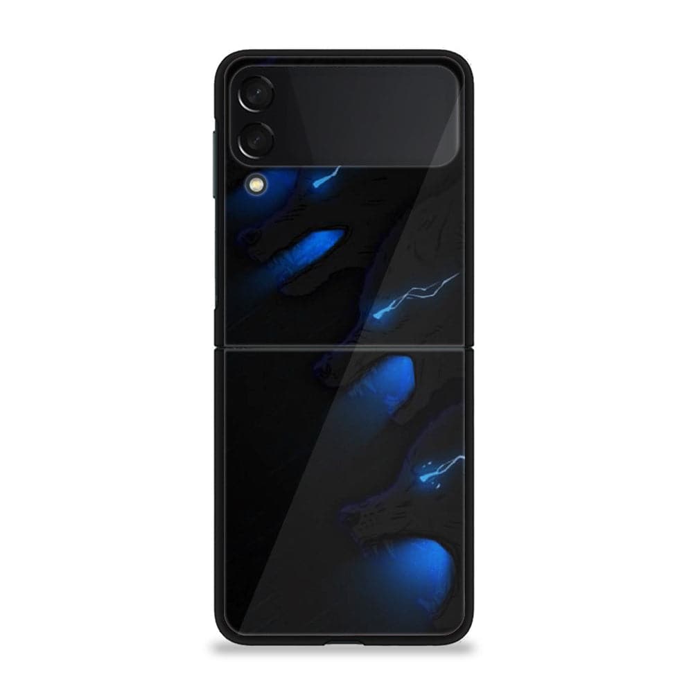 Galaxy Z Flip 3 - Black Art Series - Premium Printed Glass soft Bumper shock Proof Case