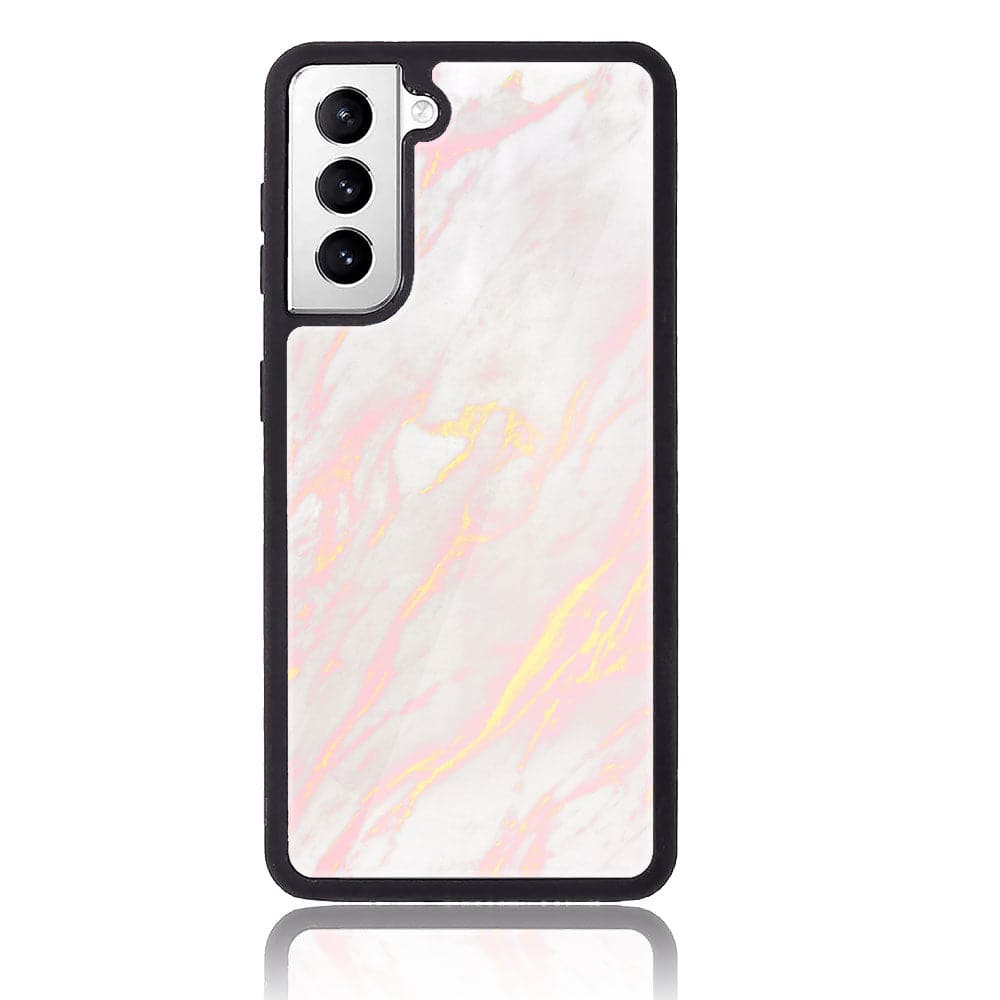 Galaxy S21 Plus - Pink Marble Series - Premium Printed Glass soft Bumper shock Proof Case