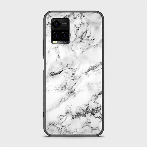 Vivo Y33s - White Marble Design 7 - Premium Printed Glass soft Bumper shock Proof Case CS-22236