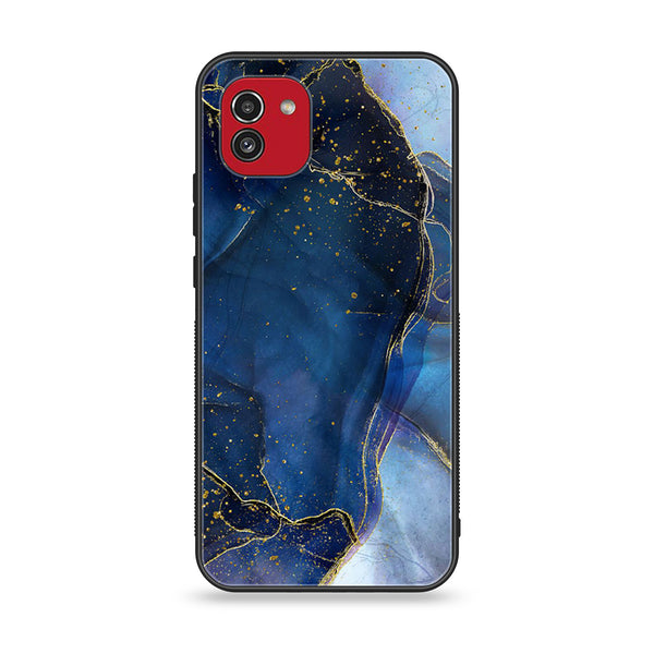 Samsung Galaxy A03 - Blue Marble Design 7 - Premium Printed Glass soft Bumper shock Proof Case CS-23377
