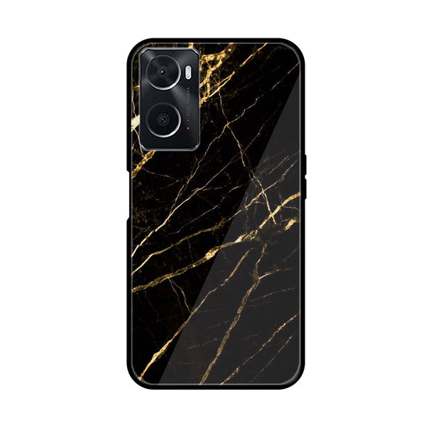 Oppo A36 Black Marble Series Design 7   Premium Printed Glass soft Bumper shock Proof Case  CS-20257