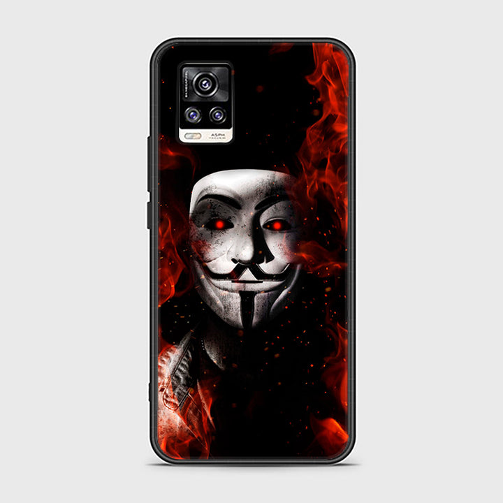 Vivo V20 - Anonymous 2.0 Design 7- Premium Printed Glass soft Bumper shock Proof Case CS-12780