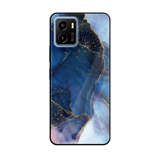 Vivo Y15s  Blue Marble Design 7 Premium Printed Glass soft Bumper shock Proof Case CS-21371