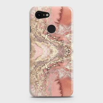 Google Pixel 3- Trendy Chic Rose Gold Marble Printed Hard Case with Life Time Colors Guarantee