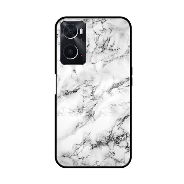 Oppo A76/A36/A96 White Marble Design 7 Premium Printed Glass soft Bumper shock Proof Case CS-17385