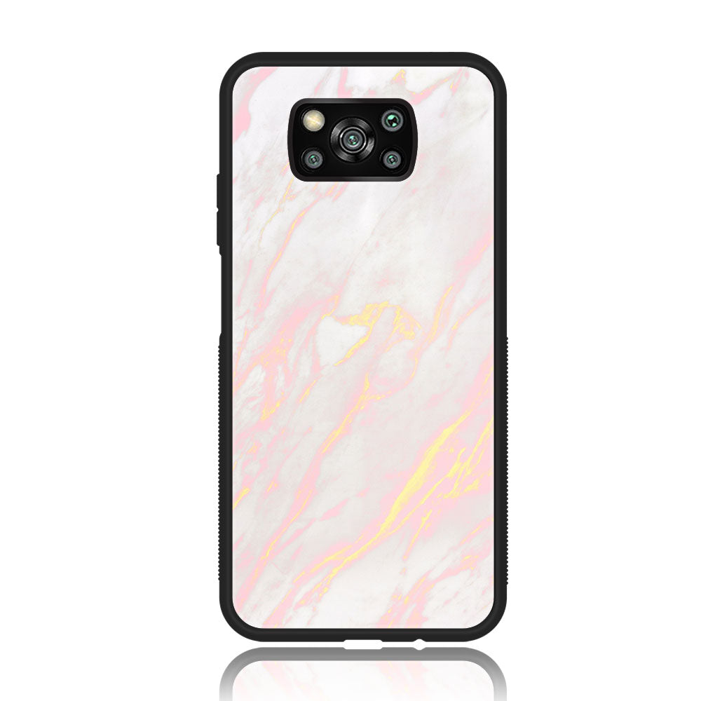 Xiaomi Poco X3 NFC- Pink Marble Series - Premium Printed Glass soft Bumper shock Proof Case